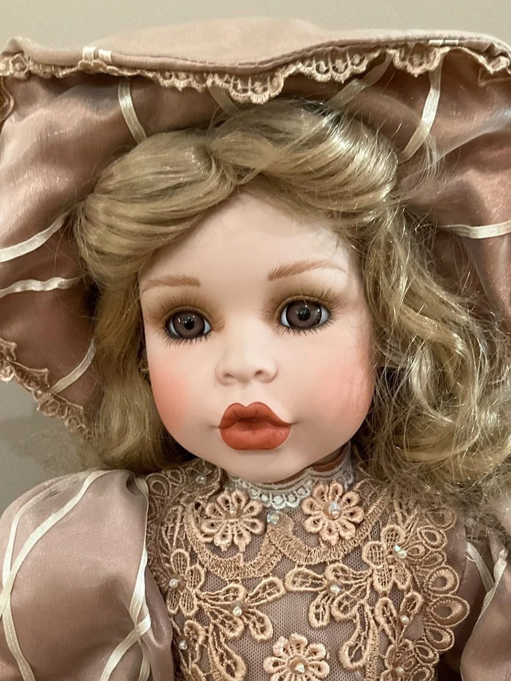 American Classics Porcelain Doll Brittany Nicole in Pink Dress & Bag Vintage